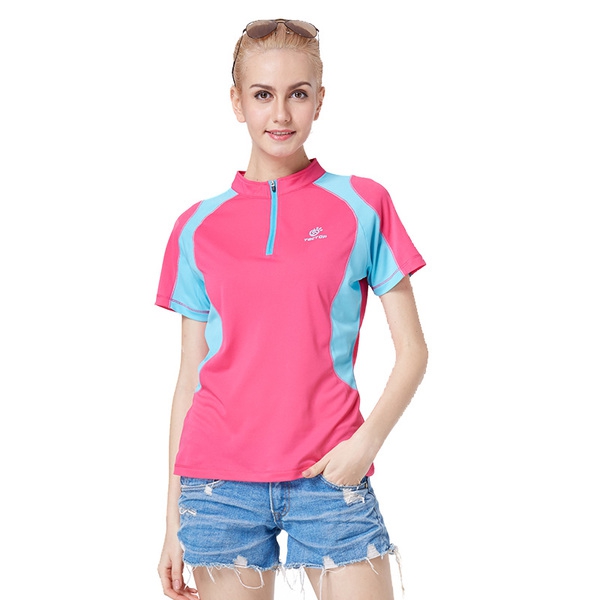 Дамски туристически спортни летни тениски с къс ръкав розови, лилави, зелени