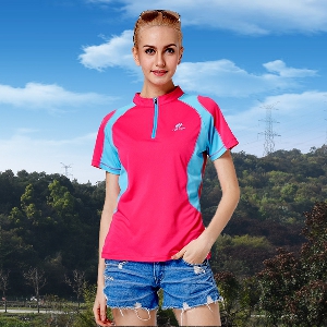 Дамски туристически спортни летни тениски с къс ръкав розови, лилави, зелени