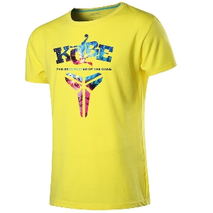 Мъжки летни спортни памучни баскетболни тениски с къс ръкав и щампа бели,черни, сиви, сини, червени  и жълти