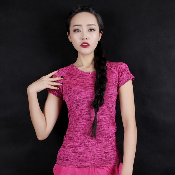 Γρήγορη ξήρανση αθλητικών γυναικών μπλουζών σε μπλε, πράσινο, γκρι, κυκλάμινο και πορτοκαλί χρώμα