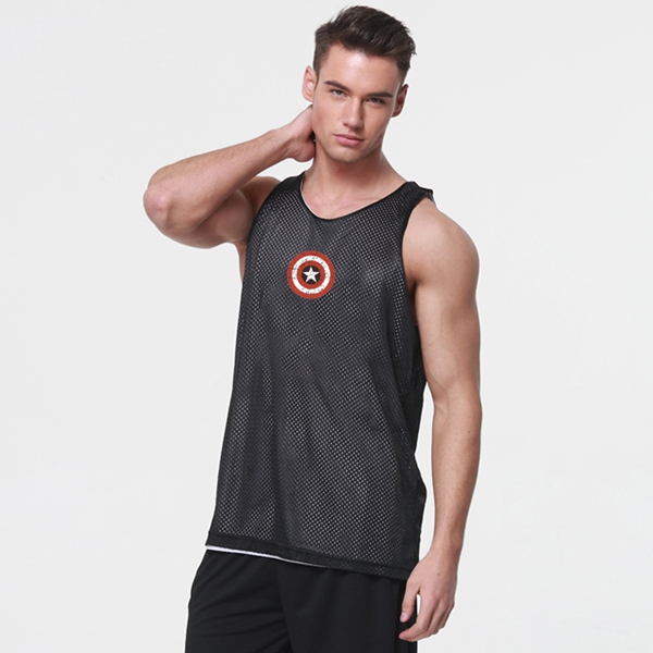 Ανδρικά αθλητικά αμάνικα  σε γκρι, μοβ, μαύρο και μπλε χρώμα Captain America, Superman και άλλα