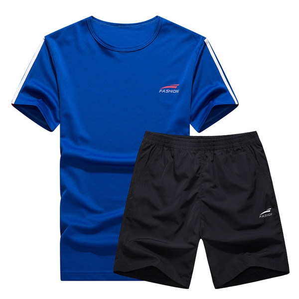 Ανδρικά αθλητικά καλοκαιρινά μπλουζάκια με κοντό μανίκι και σορτς σε  κίτρινο, μπλε, γκρι χρώματα