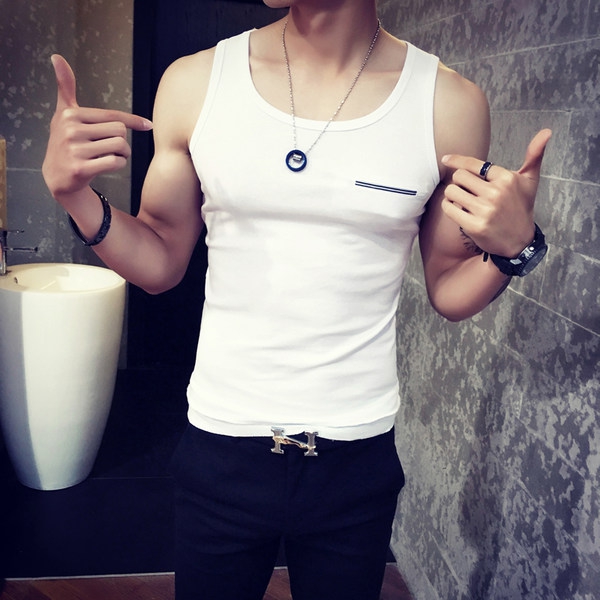 Ανδρικό αθλητικό αμάνικο σε μαύρο, λευκό και γκρι χρώμα