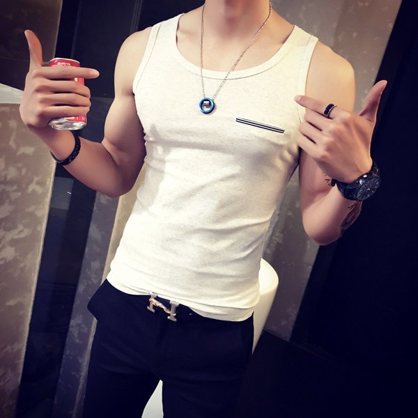 Ανδρικό αθλητικό αμάνικο σε μαύρο, λευκό και γκρι χρώμα