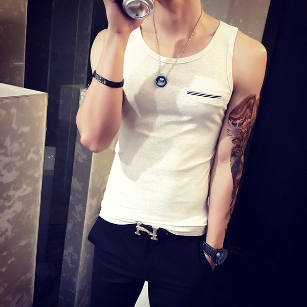 Ανδρικό αθλητικό αμάνικο σε μαύρο, λευκό και γκρι χρώμα