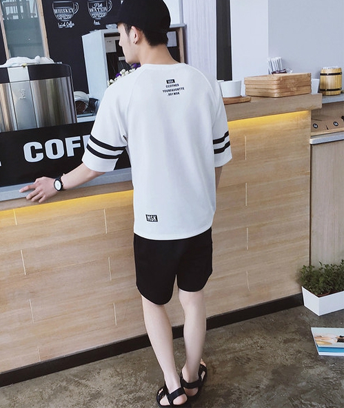 Ανδρικό αθλητικό σετ για ποδόσφαιρο και γκολφ, καθώς και διάφορα αθλήματα βαμβακερό -  ι μαύρο κοντό μπλουζάκι και παντελόνι