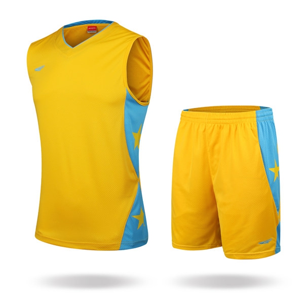 Мъжки баскетболен спортен летен екип от потник и къси панталони: жълт, син, черен, бял, червен