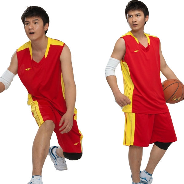 Мъжки баскетболен спортен летен екип от потник и къси панталони: жълт, син, черен, бял, червен