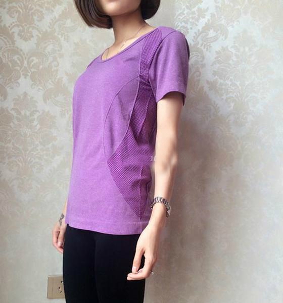 Γυναικείο αθλητικό T-shirt με κοντό μανίκι σε μοβ, ροζ, μπλε, γκρι χρώμα