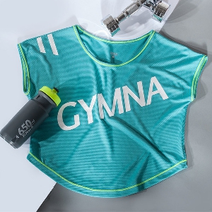 Дамска спортна лятна лека и удобна тениска с къс ръкав подходяща за тренировка, фитнес оранжева, синя, бяла 