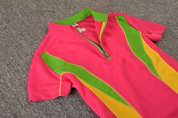 Дамска дишаща спортна блуза с къси ръкави, лятна розова и лилава