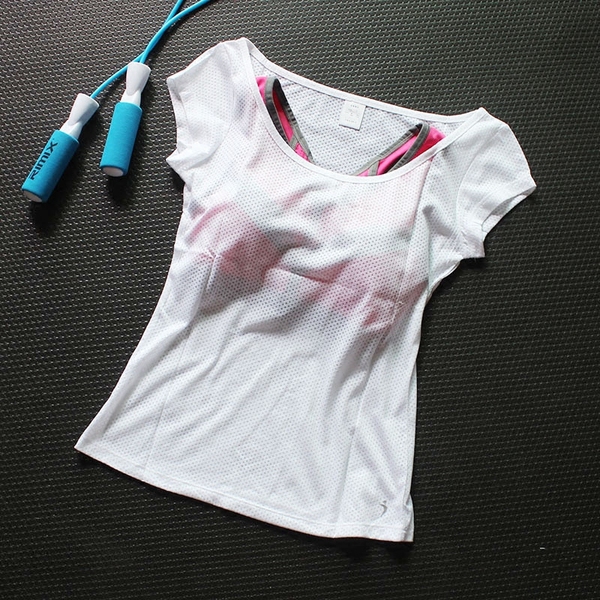 Γυναικεία ελαφριά, απαλή και άνετη αθλητική μπλούζα για γυμναστική και άσκηση γιόγκα σε μπλε, πράσινο, μοβ, λευκό χρώμα