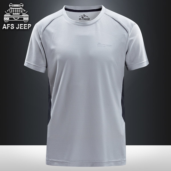 Мъжка спортна тениска от полиестър синя, зелена, сива,бяла, черна за тренировка, джогинг, ежедневие и фитнес