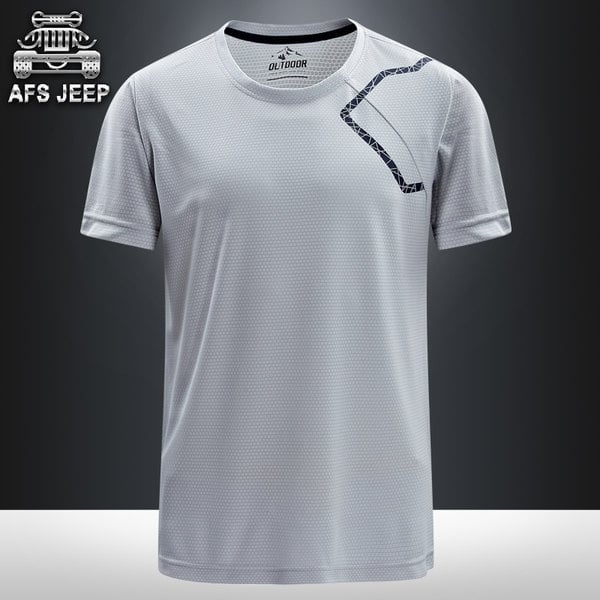 Мъжка спортна тениска от полиестър синя, зелена, сива,бяла, черна за тренировка, джогинг, ежедневие и фитнес