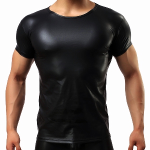 Мъжка черна слим тениска за фитнес 