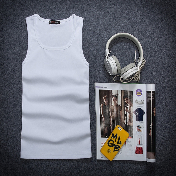 Ανδρικό σπορ λεπτό φανελάκι για το  γυμναστήριο για το καλοκαίρι  - μονόχρωμο, λευκό,  μαύρο, πορτοκαλί  και πράσινο χρώμα