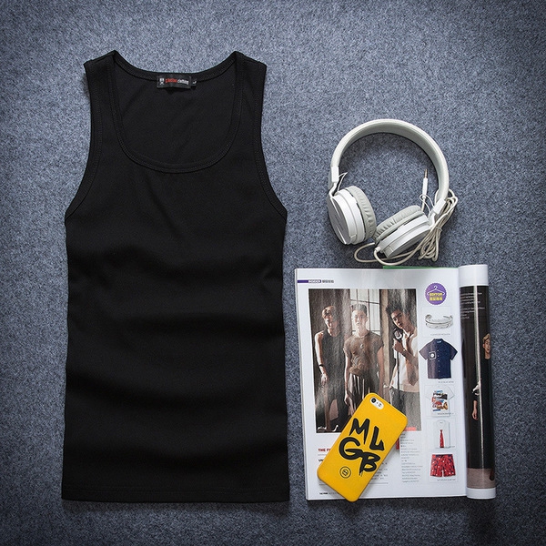 Ανδρικό σπορ λεπτό φανελάκι για το  γυμναστήριο για το καλοκαίρι  - μονόχρωμο, λευκό,  μαύρο, πορτοκαλί  και πράσινο χρώμα