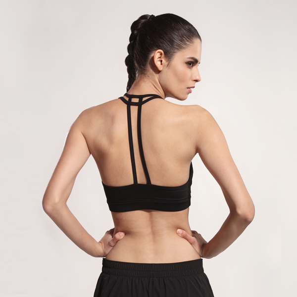 Αθλητικό  γυναικείο μπουστάκι σε μαύρο χρώμα κατάλληλο για το  γυμναστήριο