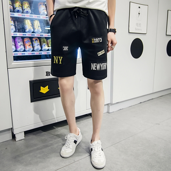 Αθλητικά ανδρικά σορτς  σε λευκό, μαύρο και μπλε χρώμα Νέα Υόρκη