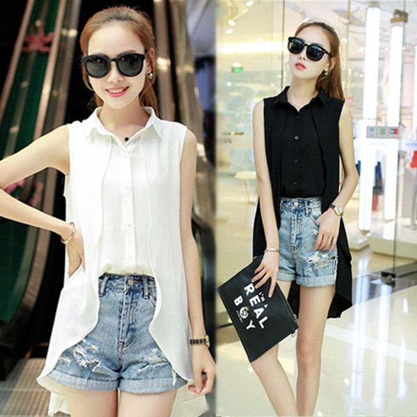 Οι γυναίκες κομψό κορυφή σιφόν: Μαύρο, Λευκό, Κόκκινο, Ροζ, Γκρι