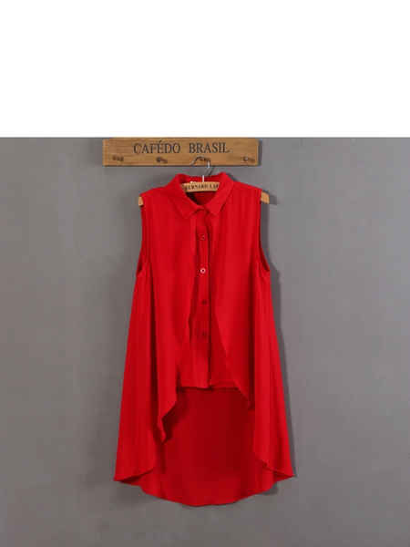 Οι γυναίκες κομψό κορυφή σιφόν: Μαύρο, Λευκό, Κόκκινο, Ροζ, Γκρι