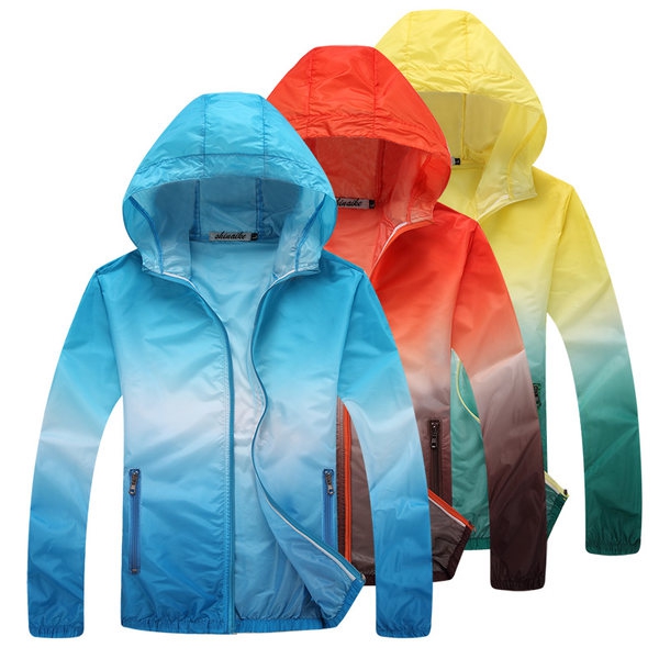 Мъжки летни тънки туристически спортни якета с качулка уникални планински туристически модели в морско синьо, розоволилаво жълто