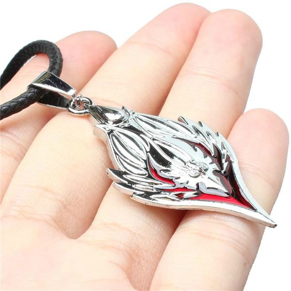 Ανδρική χαλύβδινη αλυσίδα σε ασημί-κόκκινο χρώμα των ξωτικών του World of Warcraft