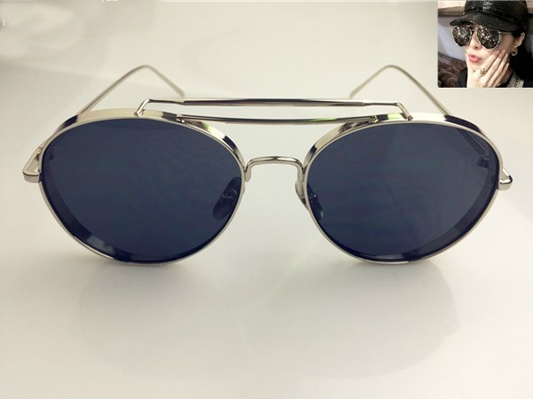 Дамски слънчеви очила заоблена форма, със златиста и сребриста рамка