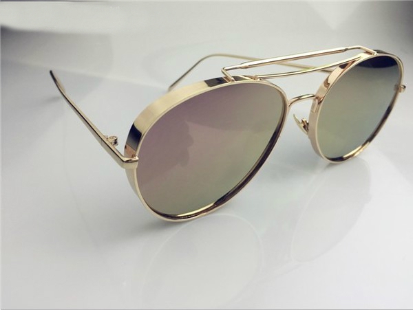Дамски слънчеви очила заоблена форма, със златиста и сребриста рамка