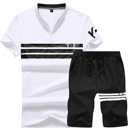 Спортни мъжки екипи с къси ръкави в оранжев,бял и черен цвят 4 модела