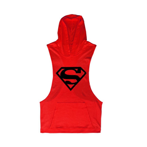 Σπορ ανδρικά αμάνικα με κουκούλα  Superman και Punisher κατάλληλα για το γυμναστήριο σε διαφορετικά χρώματα