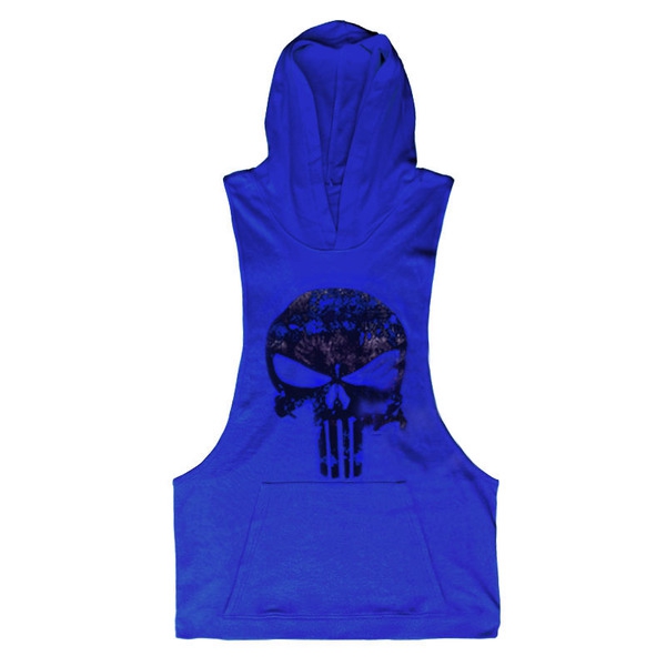 Σπορ ανδρικά αμάνικα με κουκούλα  Superman και Punisher κατάλληλα για το γυμναστήριο σε διαφορετικά χρώματα