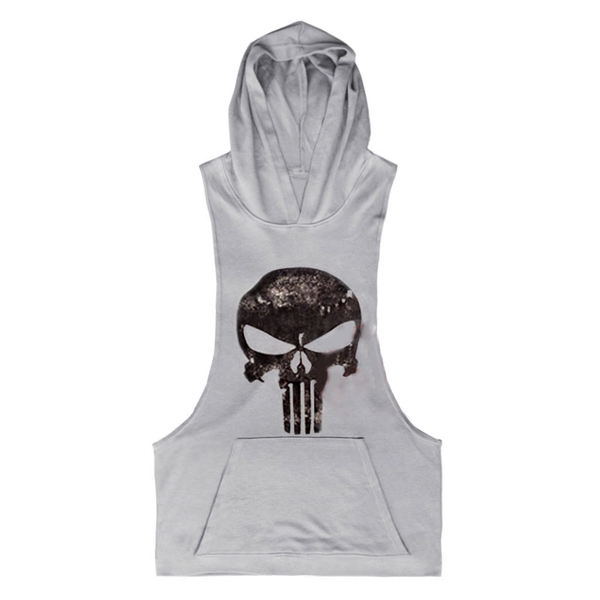 Σπορ ανδρικά αμάνικα με κουκούλα  Superman και Punisher κατάλληλα για το γυμναστήριο σε διαφορετικά χρώματα