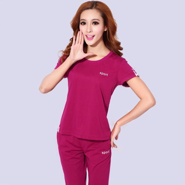 Дамски спортен екип в цикламен, син и сив цвят