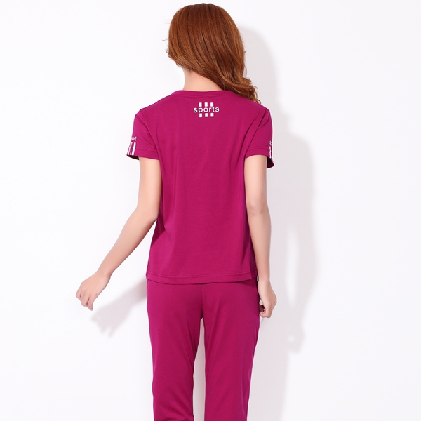 Дамски спортен екип в цикламен, син и сив цвят