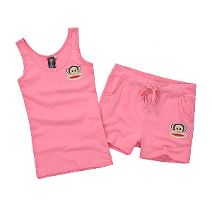 Γυναικεία αθλητικά  σύνολα -  μπλουζάκι με σετ μικρό ελαστικό παντελόνι  πράσινο, ροζ ή κόκκινο χρώμα 