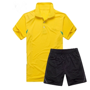Мъжки спортни екипи за тенис и бадмингтон комплект от бързосъхнеща тениска с къс ръкав и къси панталони, полиестър