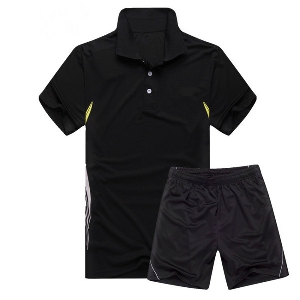 Мъжки спортни екипи за тенис и бадмингтон комплект от бързосъхнеща тениска с къс ръкав и къси панталони, полиестър
