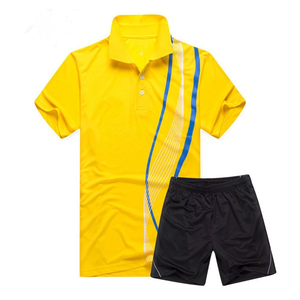 Мъжки спортни екипи за тенис и бадмингтон комплект от бързосъхнеща тениска с къс ръкав и къси панталони, полиестър