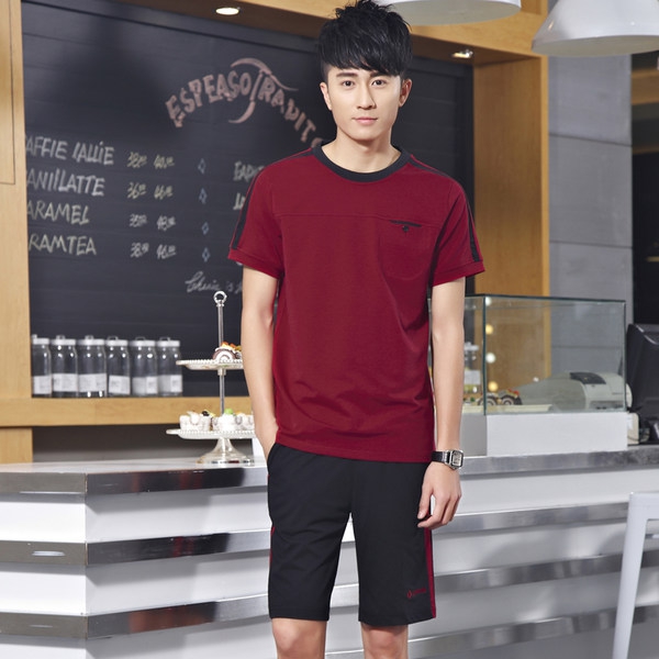 Мъжки летни спортни екипи черни, сиви, виненочервени за бягане, спорт, тенис