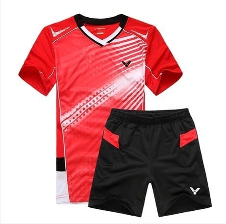 Мъжки спортни екипи от тениска с къс ръкав и къси панталони: червени, сини, жълти за фитнес, бадмингтон и туризъм