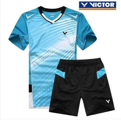 Мъжки спортни екипи от тениска с къс ръкав и къси панталони: червени, сини, жълти за фитнес, бадмингтон и туризъм