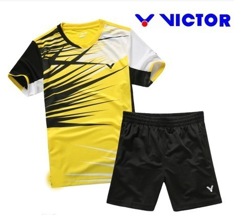 Мъжки спортни екипи от тениска с къс ръкав и къси панталони: червени, сини, жълти за фитнес, бадмингтон и туризъм