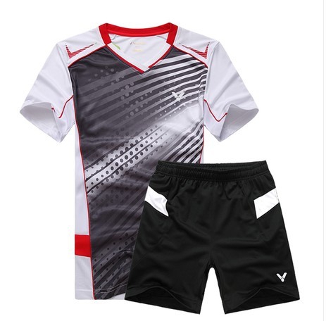 Мъжки спортни екипи от тениска с къс ръкав и къси панталони: червени, сини, жълти за фитнес, бадмингтон и туризъм