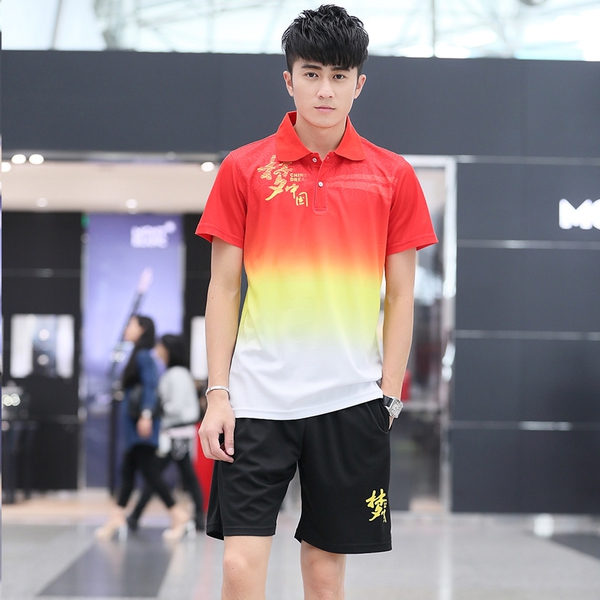 Мъжки спортни екипи в комплект от тениска с къс ръкав и дълги или къси панталон уникални модели за разходка и спорт полиестър