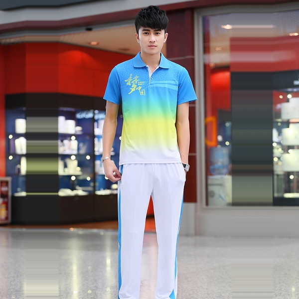 Мъжки спортни екипи в комплект от тениска с къс ръкав и дълги или къси панталон уникални модели за разходка и спорт полиестър