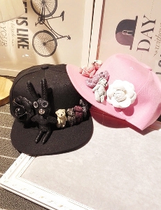 Дамска шапка с мечета в розов и черен цвят различни модели
