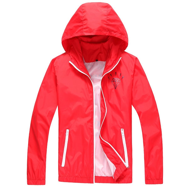 Мъжки туристически якета, ветровка с качулка - сини, зелени, червени с материал изцяло от полиестър слим модел