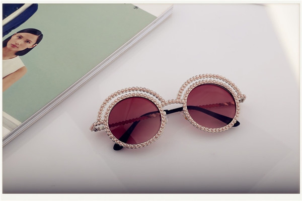 Дамски кръгли очила с перлички в различни цветове