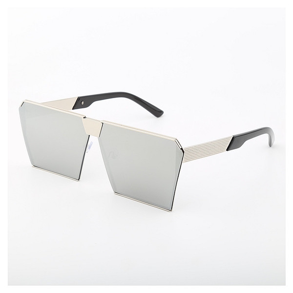 Квадратни сребристи слънчеви очила - слънцезащитни